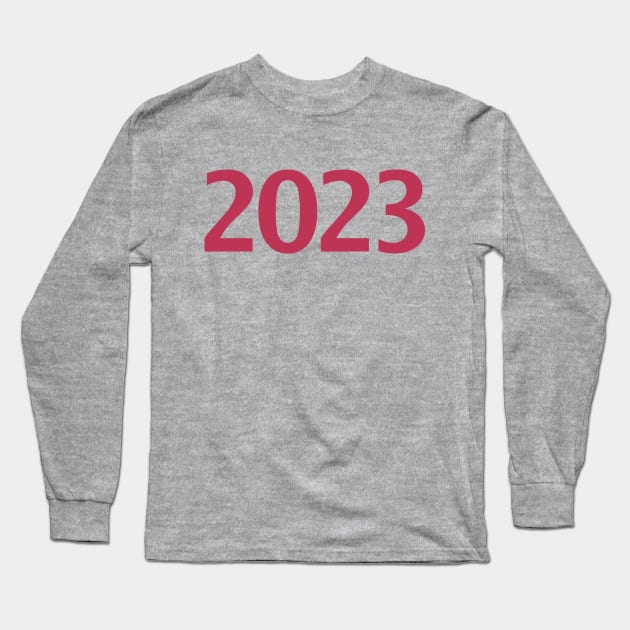 2023 Viva Magenta Color of the Year Typography Long Sleeve T-Shirt by ellenhenryart